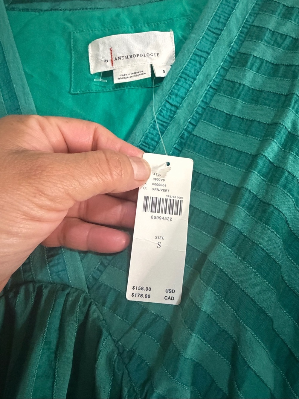 Anthropologie Teal Green V‑Neck Ruffle Midi Dress - Picture 7 of 7